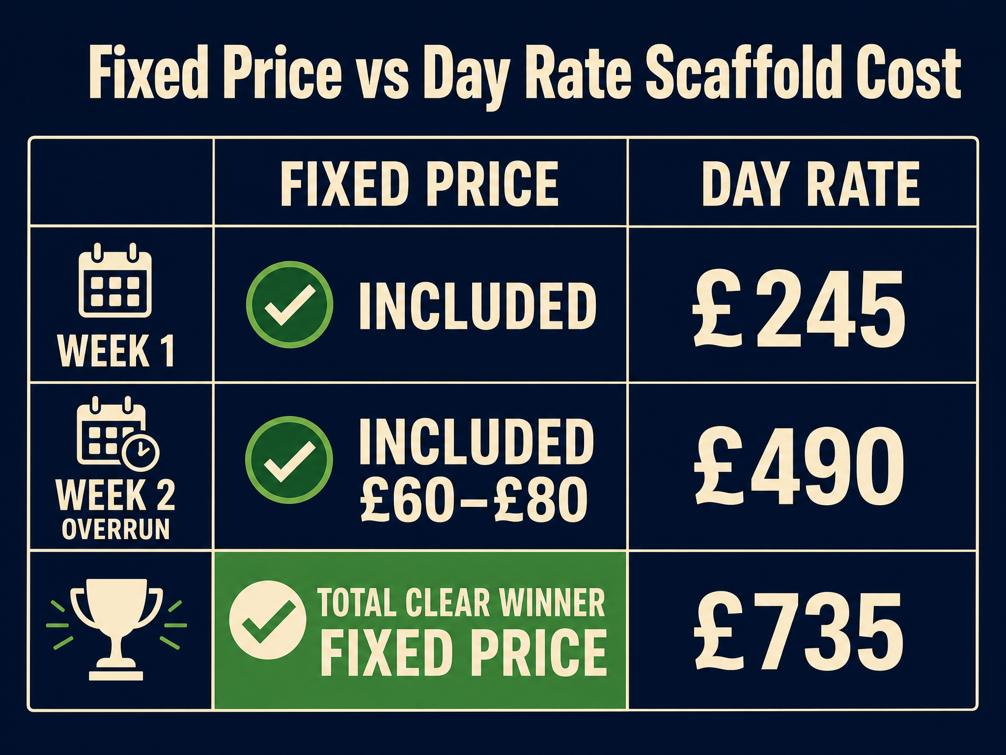 Fixed price vs day rate scaffold comparison
