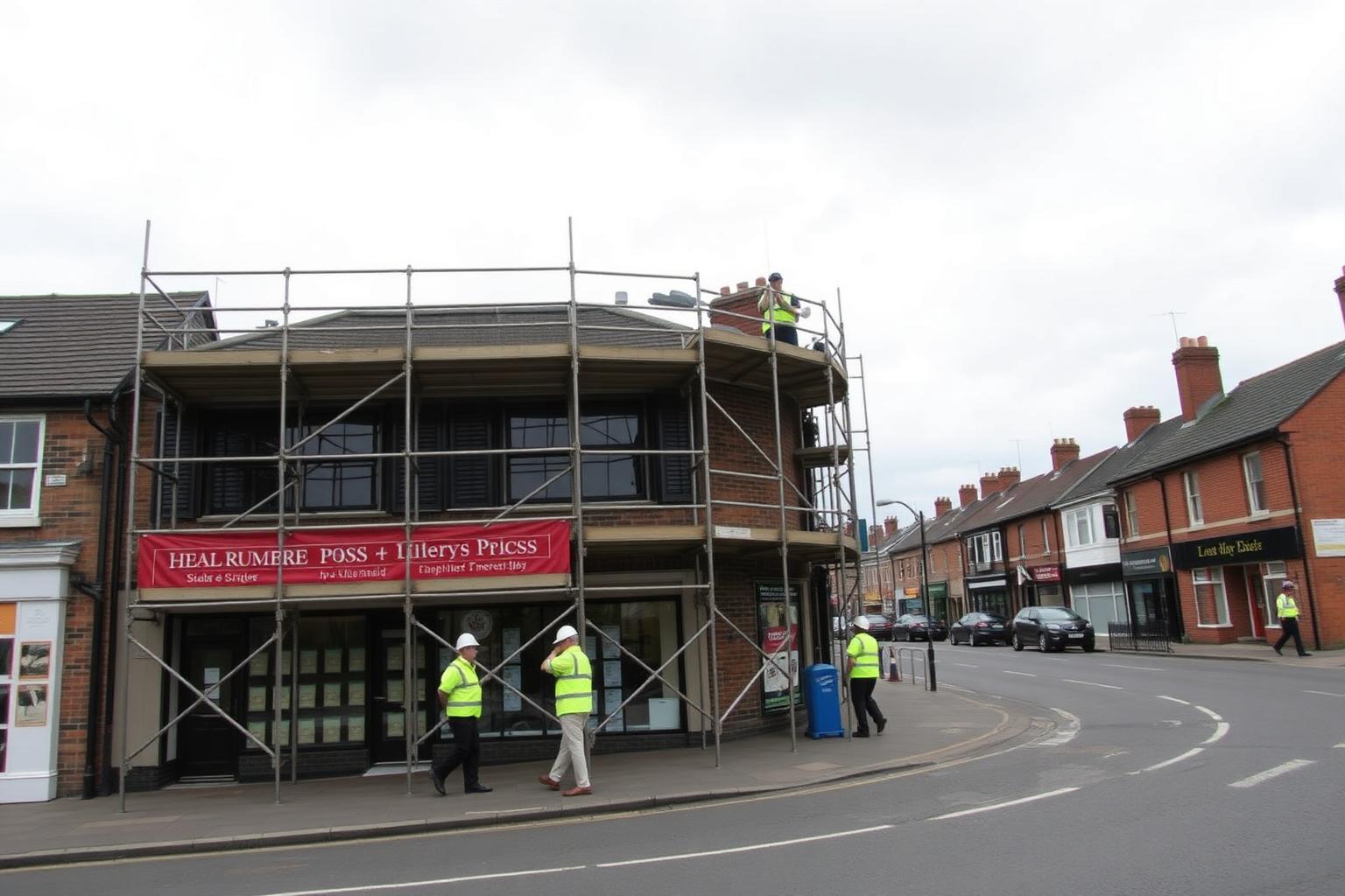 Scaffolding across Lancashire towns